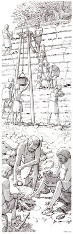 Flintbrud ved Lousberg, senneolithikum, Tyskland – Feuersteinmaterial wird gewonnen.Lousberg,Spätneolithikum, Deutschland – Flint mine, Lousberg, Germany, late neolithikum