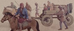 Transport med handelsvarer 10./11 årh. – Transport der Waren 10./11. Jh. – Transport of goods 10th-11th century