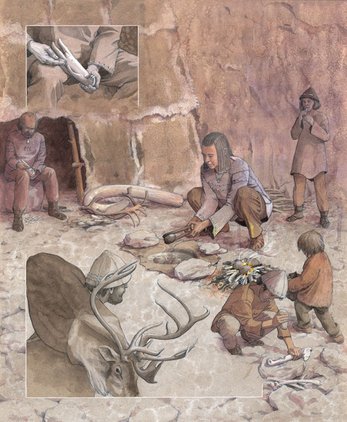 Klippehulebeboelse, Senpalæolithikum, Tyskland – Höhlenleben, Schwäbischen Alb, Jungpaläolithikum – Cave-dwellers, Late paleolithic-period, Germany