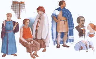 Stadstøjet i jernalderen (Lønne Hede-pigen, Himlingøje, Thorsbjerg) – Staatskleider in Eisenzeit – Sunday best in Iron Age