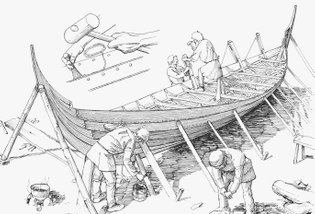Reparation af lille vikingeskib – Schiffs-reparaturen – Vikingship, reconditioning