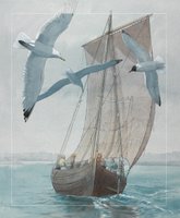 Knarr, vikingetidens handelsskib –  Knarr, Skandinavisches Handelsschiff – Knarr, trade ship from Viking Age