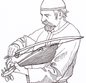 Rebek-musikant, Vikingetid, – Rebec-Musiker, Wikingerzeit. –  Rebec-player, Wiking Age