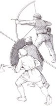 Vikingekrigere med langbue, spyd og økse – Wikinger mit Langbogen, Speer und Axt – Wikings with Longbow, spear and axe
